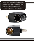 Universal Car Cigarette Lighter Adapter AC To DC Power Converter 220V To 12V with rugged ABS housing and compact design.
