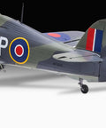 Close-up of Hawker Sea Hurricane Mk IIC 1:32 Scale Unbuilt Unpainted Plastic Model Kit tail section showing high detail.