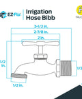 Diagram of Brass Irrigation Hose Bibb Spigot 1/2 Inch MIP X 1/2 Inch MHT Outdoor Garden Valve with dimensions labeled.