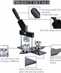 DIY Button Maker Machine For Pin Badges 44MM With 100 Sets Button Making Supplies showing metal body and universal molds.