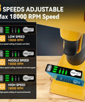 Close-up of 3-speed settings for 4 Inch Cordless Cut Off Tool For DeWalt 20V Pro Grade Brushless Motor 18000 RPM.