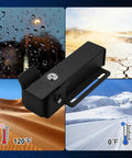 Universal Automatic Electric Gate Lock System For 12 24V Swing Gates Works With Mighty Mule Jujiang Topens CO Z Gyxel And More Auto Lock Unlock Safe Security Gate Opener Accessory in various weather conditions showing temperature diversity from 0°F to 120°F.