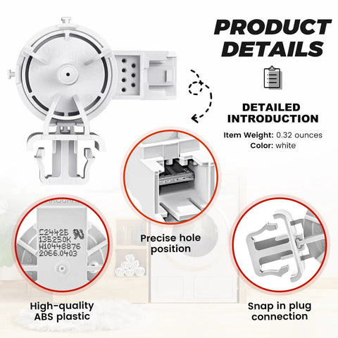 2026 Upgraded WPW10448876 Washer Water Level Pressure Switch 0EM for Front Load Washers Replacement, with detailed specifications