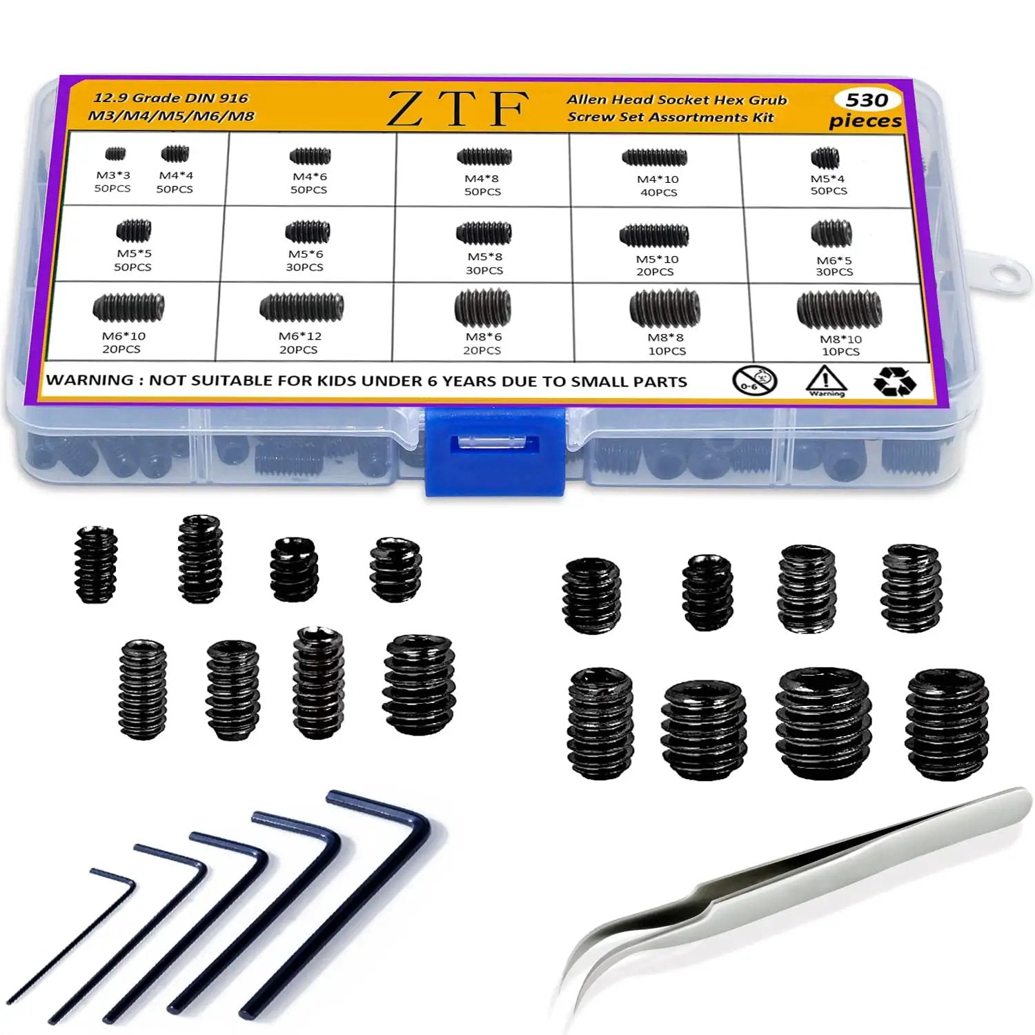 530 Piece Metric Set Screw Kit | Durable Alloy Steel