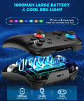 Enhanced Wireless Bluetooth Switch Controller showing RGB lights, 1000mAh battery, and 15-20h playtime for Nintendo Switch 2.