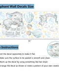 Blue Watercolor Elephant Wall Decals For Kids Room With Moon And Stars Hot Air Balloon Theme Sticker Set Sweet Dream Big Little One Nursery Decor For Baby Shower Playroom Toddler Crib Or Bedroom Gift, dimensions 35x16 inches with use instructions.