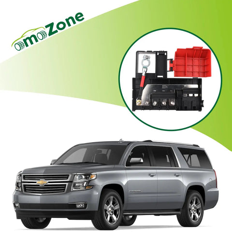 Heavy Duty Battery Distribution Fuse Block Direct Bolt On Replacement For 2014 2020 Chevy Suburban Silverado Tahoe Gmc Yukon Sierra Escalade Rock Solid Plug And Play Electrical Power Junction Box Assembly with a black cover.