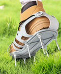 Lawn Aerator Shoes With Wrap Around Lacing And Spiked Soles For Easy Grass Aeration No Fuss Flexible Bendable Sole One Size Fits All