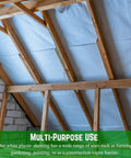 Heavy Duty Pro Grade White Construction Plastic Sheeting 6 Mil Thick Tarp installed as vapor barrier in wooden roof frame
