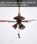 Ceiling fan with Four Pack 12 Inch Ceiling Fan Pull Chain Extenders in Black Copper Finish with Classic Drop Shaped Beaded Pendants