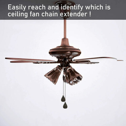 Ceiling fan with Four Pack 12 Inch Ceiling Fan Pull Chain Extenders in Black Copper Finish with Classic Drop Shaped Beaded Pendants