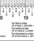 Magnetic Flexible Ruler For Metal Surfaces 24 Inch Stark White with conversion charts for measurements, workshops and labs.