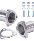 Heavy Duty Plugs Right In 3 Bolt Exhaust Flange Repair Kit With Gaskets Bolts And Mounting Hardware Universal 1.75 Inch Stainless Steel parts including pipes and bolts.