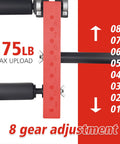 Seated Leg Extension And Curl Machine For Home Gyms, 8 gear adjustment feature close-up, red steel, 175lb max load