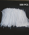 Heavy Duty 4 Inch Cable Ties 500 Pack With 40 Lbs Tensile Strength UV Resistant Self Locking Nylon Zip Ties For Wiring Automotive And Home Projects DIY Ready Built To Last, 500 pcs displayed on black surface