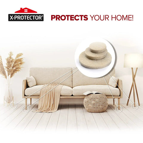Heavy Duty Felt Furniture Pads For Hardwood Floors, Ultra Thick Protective Shields That Stop Scratches Cold, Reusable Beige Cutting Sheets, 10 Pack on a couch.