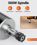 CNC Spindle Motor 500W With Power Control Box, 12000 RPM, 600 mN.m Torque, ER11 Chuck, 52mm Diameter, High Precision 0.01-0.03mm Runout