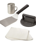 Smash Burger Kit With Cast Iron Press, Spatula, Seasoning Shaker And Patty Papers For Perfect Grillin At Barbecues And Tailgates
