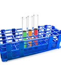 Three Pack Plastic Test Tube Rack Holder For 20mm Tubes With 40 Holes Detachable Cool Blue Lab Rack with test tubes