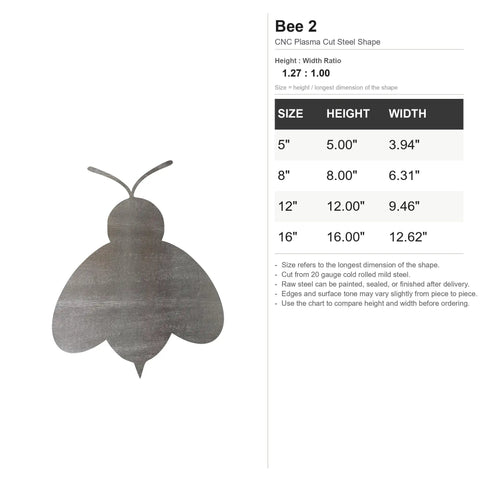 Raw Steel Bee Cutout Wall Art 12 Inch Dope For DIY Projects And Garden Decor Ready For Paint Patina Clear Coat And Welding