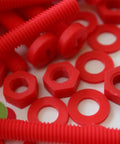 No Sweat 20 Piece Red Polypropylene Fastener Kit M6 X 60mm Phillips Pan Head Bolts With Nuts And Washers Industrial Grade red nuts and bolts arrangement
