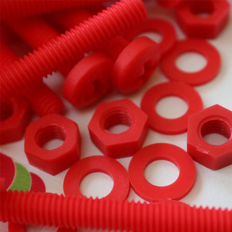 No Sweat 20 Piece Red Polypropylene Fastener Kit M6 X 60mm Phillips Pan Head Bolts With Nuts And Washers Industrial Grade red nuts and bolts arrangement