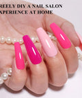 Hema Free Pink Gel Nail Polish Set With 6 Colors 10ml Each Soak Off Gel Polish Kit on nails in baby blush and hot pink shades