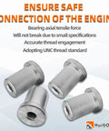 4 Piece Heavy Duty 1/2 20 Extended Thread Weld On Nuts 1 Inch OD Stepped Bung Female Steel Chassis Mount showing angled view.