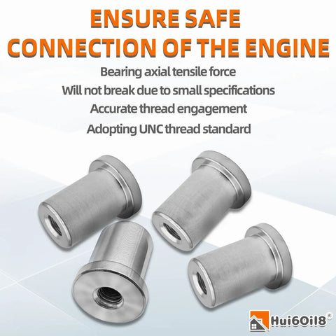 4 Piece Heavy Duty 1/2 20 Extended Thread Weld On Nuts 1 Inch OD Stepped Bung Female Steel Chassis Mount showing angled view.
