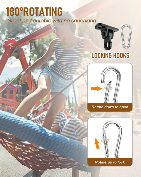 Porch Swing Hangers Kit With Screws And Bolts For Wooden Sets Indoor Outdoor Hanging Hooks 4 Pack Black Built Tough Aluminum Alloy Construction Rust Resistant Up To 5000 Lbs Load Easy Mount For Patio Porch