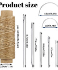 Two Roll Waxed Thread Sewing Kit With Seven Hand Needles For Diy Home Upholstery, Carpet, Canvas, Bags And Sofa Repair