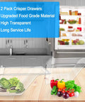 2 Pack Upgraded Refrigerator Crisper Drawers Bins Replacement For Frigidaire And Kenmore Heavy Duty Food Grade Eco Friendly