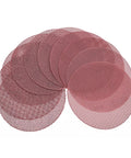 Super Cool 5 inch Mesh Sanding Discs With Hook And Loop Backing, 240 Grit Fine Aluminum Oxide For Wood and Metal Project Dust Free Set of 50 showing multiple 5 inch mesh discs stacked.