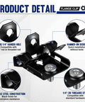 Bulk 50 Piece Workhorse Heavy Duty Hammer On Flange Clips With Threaded Stud For One Eighth To One Quarter Inch Flange Beam Clamp With Hole Cable Clip In Spring Steel Black E Coat Finish, 1/4" hanger hole