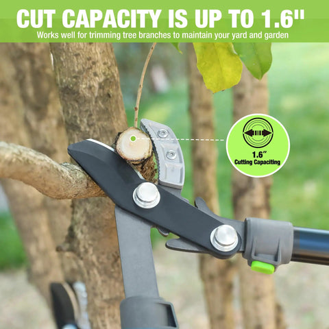 Extendable Anvil Lopper For Gardening With 25 To 37 Inch Reach, Cuts Branches Up To 1.6 Inches, pruning tree branch