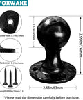 Detailed view of Built Tough Heavy Duty Matte Black Barn Door Pull Handle Solid Zinc Alloy Ring Knob dimensions and features.