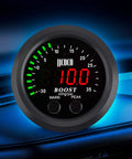 Dope Universal Turbo Boost And Vacuum Gauge Kit With Red LED Display 2 1 16th Inch Gauge Reads 0-35 PSI Boost And -30 To 0 InHg Vacuum Plug-and-Play For Turbocharged And Supercharged Cars, black gauge
