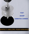 Heavy Duty 2 3/8 Inch Carbide Tipped Hole Saw Drill Bit featuring industrial TCT cemented teeth on metal surface.