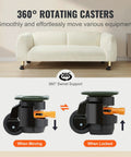 Leveling Casters Set Of 4 With Height Adjustable Handles, Heavy Duty 360 Degree Swivel Wheels, 2 Inch Diameter, 1100 Lb Total Load Capacity, Adjustable Feet For Workbenches And Machines, Smooth Rubber Pads For Stable Rides on sofa