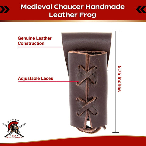 Genuine Leather Dagger Holster With Adjustable Lace Up Closure For Small Weapons Medieval Inspired Sword Frog Sheath For Daggers Rapiers And Slim Swords Handcrafted From Rawhide Cow Leather For A Snug Fit with adjustable laces and leather construction