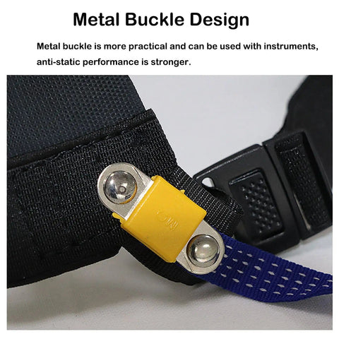 Anti Static Grounding Strap Kit With Adjustable Wrist Bands And Quick Release Clasps For Workshop Grounding, metal buckle detail.