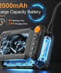 Dual Lens Endoscope Camera With Light Borescope 5 Inch HD IPS Screen Inspection Tool display with 2000mAh battery