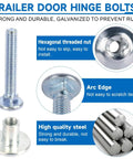 Trailer Hasp Bolt Kit With Carriage Bolts And Torx Barrel Nuts For Enclosed Trailers showing galvanized bolts and threaded nut details.