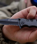 Rugged Tacti Cool Folding Knife With 7.1 Inch Overall Length And 3.1 Inch Serrated Clip Point Blade Aluminum Handle Durable 7Cr17Mov Steel