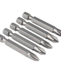 Heavy Duty Number 2 Phillips Power Bits Set, 2 Inch, 5 Pack, Built To Last Shock Resistant Steel with Hardened Core and Heat Treated Finish