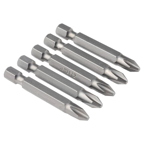 Heavy Duty Number 2 Phillips Power Bits Set, 2 Inch, 5 Pack, Built To Last Shock Resistant Steel with Hardened Core and Heat Treated Finish