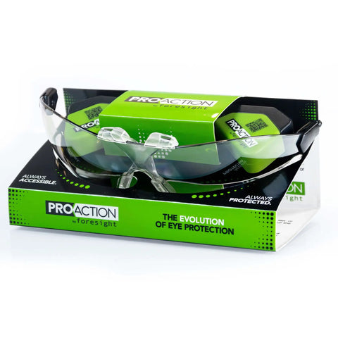 Hard Hat Safety Glasses With Interchangeable Lenses Anti Fog Anti Scratch Ansi Certified Ppe Eyewear in packaging on display.
