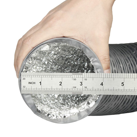Measuring the diameter of 4 Inch Flexible Duct Hose, 12 Feet Long With 2 Clamps, Four Layer Aluminum Dryer Vent Tube For HVAC.