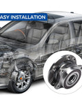 Wheel Hub And Bearing Assembly 513348 Replacement For 2015 2016 Chrysler 200 And 2013 2016 Dodge Dart shown with overlay on car