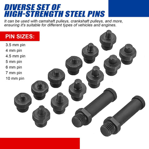Variable Pin Spanner Wrench Set For Pulleys 15 Piece Go To Tool For Pulleys With Slots Or Holes Fits Camshaft And Crankshaft Pulleys And More Ready For Quick Adjustments In Tight Spaces, high-strength steel pins and 3.5-10 mm sizes
